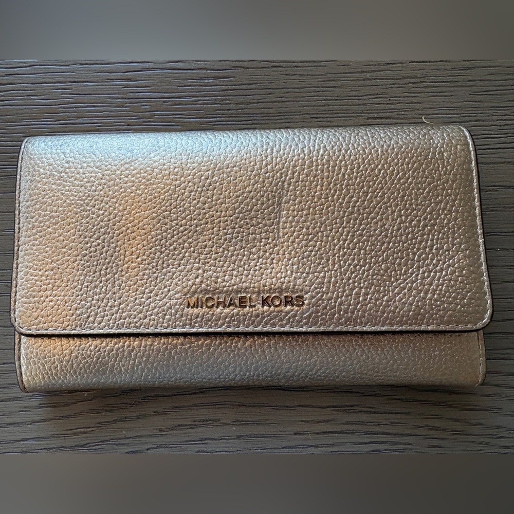 Michael Kors Gold Pebbled Leather Wallet